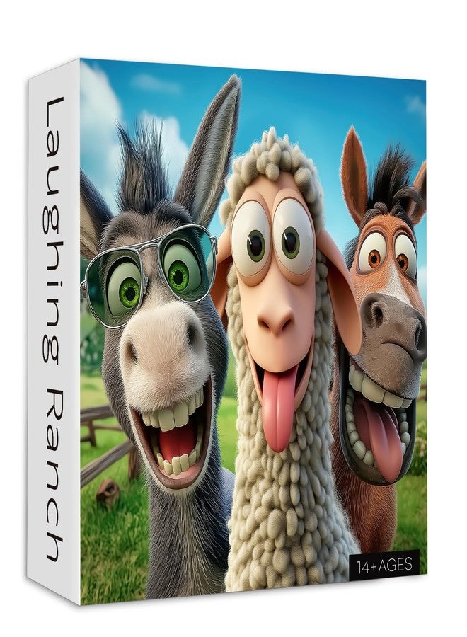 PICKFORU Laughing Ranch Jigsaw Puzzles 1000 Pieces, Funny Farm Animal Puzzles for Adults, Donkey Horse Sheep Puzzle as Home Decor - Image 1